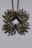 Harlequin&Lionhead handmade feather leaves emerald metal gemstone statement pendant necklace in black
