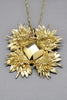 Harlequin&Lionhead handmade feather leaves emerald metal gemstone statement pendant necklace in gold