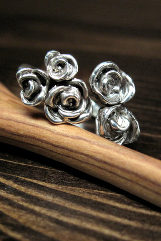 Harlequin&Lionhead handmade Adjustable Rose ring in sterling silver