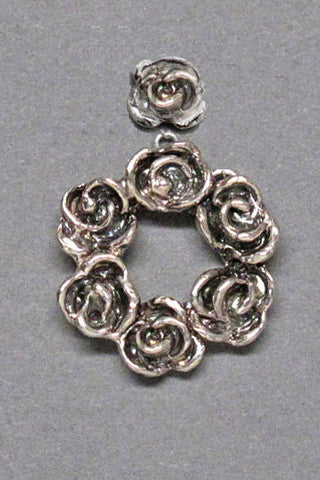 Harlequin&Lionhead handmade Rose dangle post stud earrings sterling silver