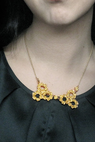 Harlequin&Lionhead handmade statement Rose Bib Collar necklace gold plated