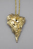 Harlequin&Lionhead handmade feather wings heart statement pendant necklace in brass